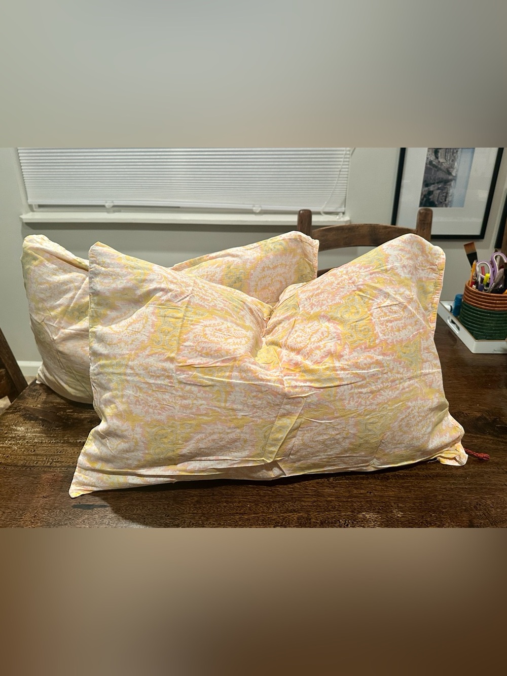 Kerry Cassill Pillowcases in Pastel Yellow and Pink